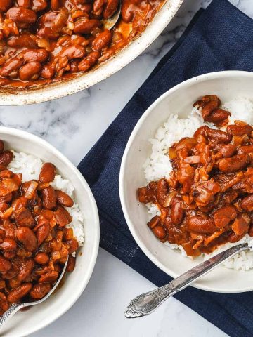Quick Red Beans and Rice in Bowls Featured Image