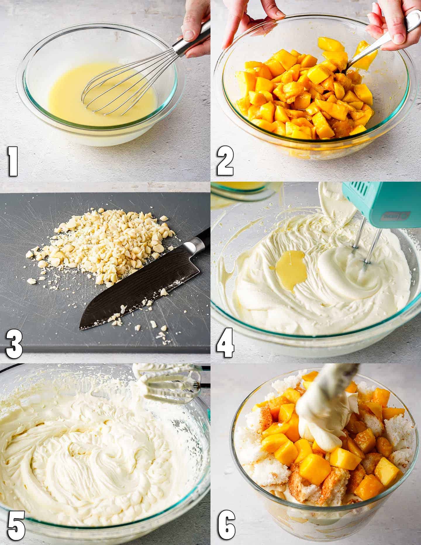 Mango Trifle Step by Step Collage