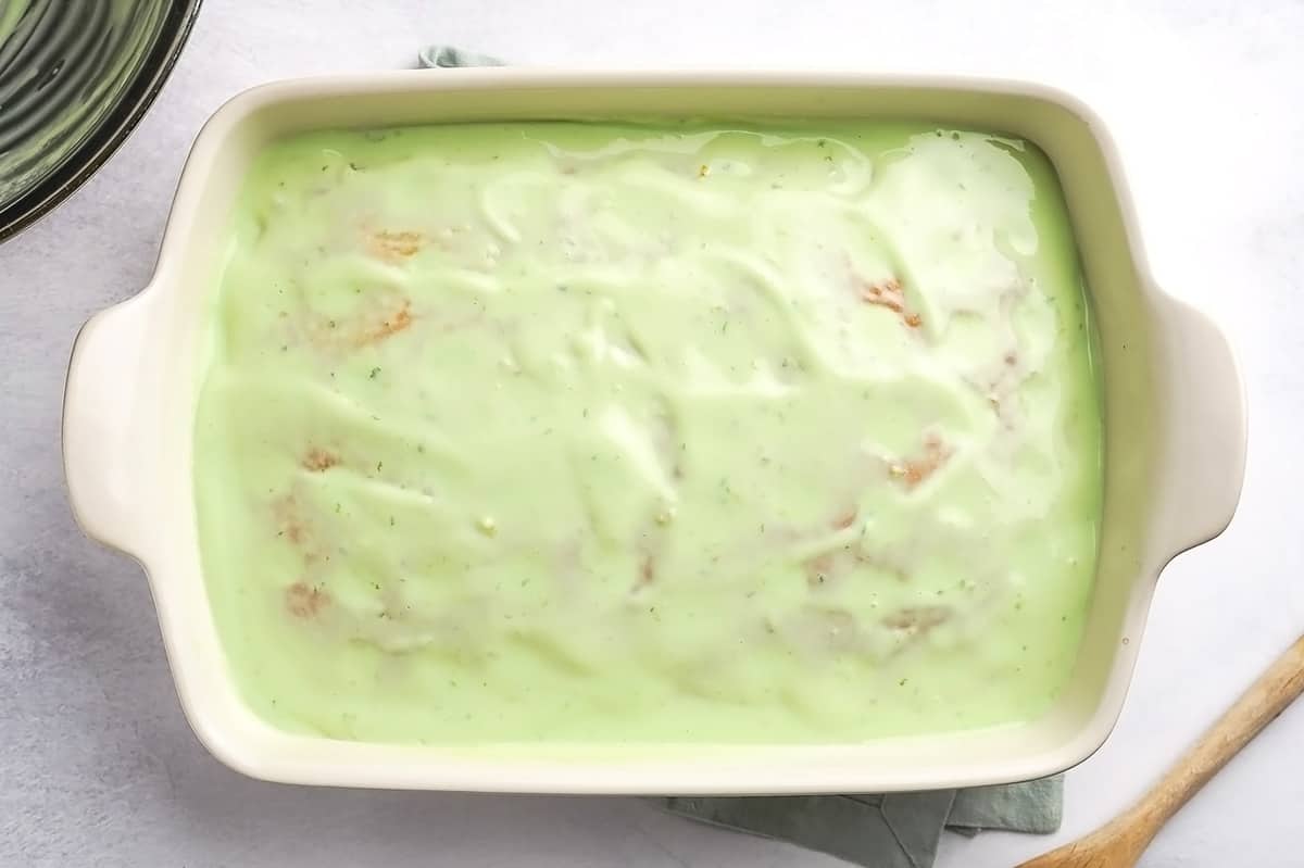 key lime poke cake with filling added