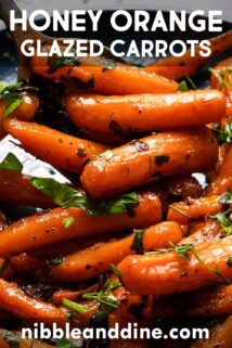 honey orange glazed carrots with text at top and bottom